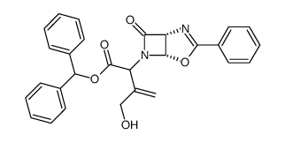 (R)-3-hydroxymethyl-2-((1R)-7-oxo-3-phenyl-(1rH,5cH)-4-oxa-2,6-diaza-bicyclo[3.2.0]hept-2-en-6-yl)-but-3-enoic acid benzhydryl ester Structure
