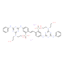 potassium sodium 4,4'-bis[6-anilino-4-[bis(2-hydroxyethyl)amino]-1,3,5-triazin-2-yl]amino]stilbene-2,2'-disulphonate picture