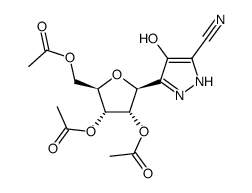 3(5)-cyano-4-hydroxy-5(3)-(2,3,5-tri-O-acetyl-β-D-ribofuranosyl)pyrazole Structure