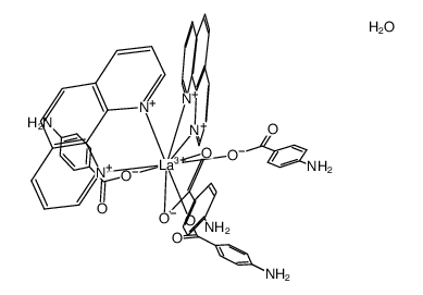 [tris(p-aminobenzoate)bis(1,10-phenanthroline)(p-aminobenzoic acid)lanthanum(III)] monohydrate Structure