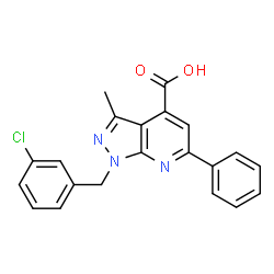 1-(3-Chlorobenzyl)-3-methyl-6-phenyl-1H-pyrazolo[3,4-b]pyridine-4-carboxylic acid structure