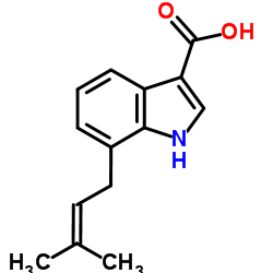 7-(3-Methyl-2-buten-1-yl)-1H-indole-3-carboxylic acid结构式