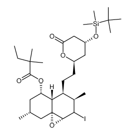 (1aR,3R,4R,4aS,5S,7R,8aR)-4-(2-((2R,4R)-4-((tert-butyldimethylsilyl)oxy)-6-oxotetrahydro-2H-pyran-2-yl)ethyl)-2-iodo-3,7-dimethyloctahydro-3H-naphtho[1,8a-b]oxiren-5-yl 2,2-dimethylbutanoate结构式