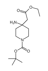 4-氨基-4-(2-乙氧基-2-氧代乙基)哌啶-1-羧酸叔丁酯结构式
