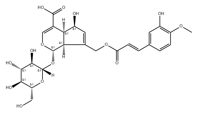 10-O-反式-p-阿魏酰鸡屎藤次苷结构式