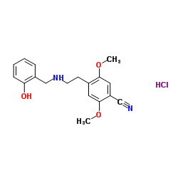 4-{2-[(2-Hydroxybenzyl)amino]ethyl}-2,5-dimethoxybenzonitrile hydrochloride (1:1) Structure