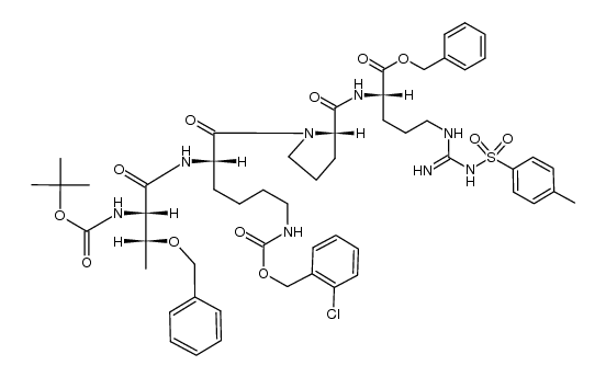 Boc-Thr(OBn)-Lys(2Cl,Z)-Pro-Arg(Tos)-OBn结构式