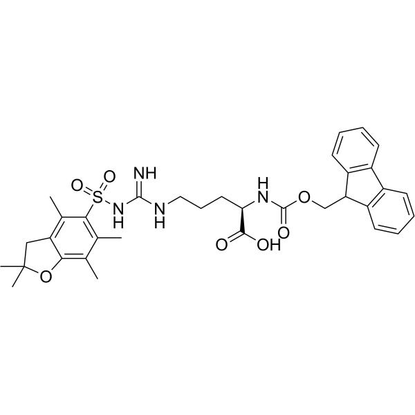 N-芴甲氧羰基-N-(2,2,4,6,7-五甲基-5-磺酰基)-D-精氨酸结构式