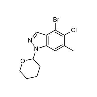 4-Bromo-5-chloro-6-methyl-1-(tetrahydro-pyran-2-yl)-1H-indazole Structure