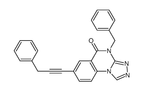 4-benzyl-7-(3-phenyl-prop-1-ynyl)-4H-[1,2,4]triazolo[4,3-a]quinazolin-5-one结构式