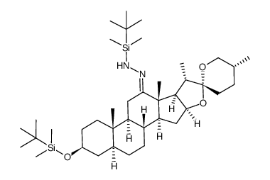 (E)-1-(tert-butyldimethylsilyl)-2-((2aS,4S,5'R,6aS,6bS,8aS,8bR,9S,10R,11aS,12aS,12bR)-4-((tert-butyldimethylsilyl)oxy)-5',6a,8a,9-tetramethylicosahydrospiro[naphtho[2',1':4,5]indeno[2,1-b]furan-10,2'-pyran]-8(2H)-ylidene)hydrazine结构式