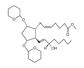 (5Z,13E)-9α,11α-bis(tetrahydro-2-pyranyloxy)-15S-hydroxyprosta-5,13-dienoic acid methyl ester结构式