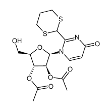 1-(2,3-di-O-acetyl-β-D-arabinofuranosyl)-2-(1,3-dithian-2-yl)-4(1H)-pyrimidinone Structure