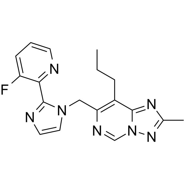 7-2-(3-氟-2-吡啶)-1H-咪唑-1-甲基-2-甲基-8-丙基-1,2,4噻唑并[1,5-c]嘧啶结构式