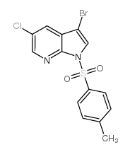 3-溴-5-氯-1-(4-甲基苯磺酰基)-1H-吡咯并[2,3-b]吡啶结构式