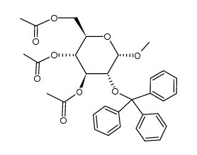 methyl 3,4,6-tri-O-acetyl-2-O-trityl-α-D-glucopyranoside结构式