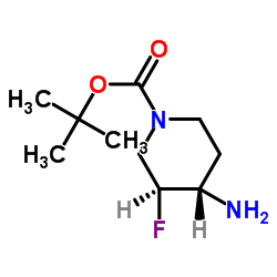 (3S,4S)-4-氨基-3-氟哌啶-1-羧酸叔丁酯结构式