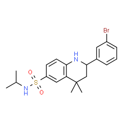 2-(3-溴苯基)-4,4-二甲基-N-(丙-2-基)-1,2,3,4-四氢喹啉-6-磺酰胺结构式