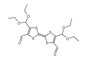 5,5'-bis(diethoxymethyl)-[2,2'-bi(1,3-dithiolylidene)]-4,4'-dicarbaldehyde Structure