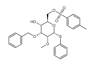 phenyl 3-O-benzyl-2-O-methyl-6-O-p-toluenesulfonyl-1-thio-α-D-ribohexopyranoside Structure