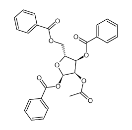 α-D-2-O-acetyl-1,3,5-tri-O-benzoylribofuranoside结构式