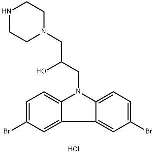 3,6-二溴-α-(1-哌嗪基甲基)-9H-咔唑-9-乙醇二盐酸盐结构式