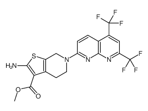 Thieno[2,3-c]pyridine-3-carboxylic acid, 2-amino-6-[5,7-bis(trifluoromethyl)-1,8-naphthyridin-2-yl]-4,5,6,7-tetrahydro-, methyl ester (9CI) Structure