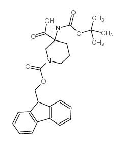 3-Boc-amino-1-Fmoc-piperidine-3-carboxylic acid structure