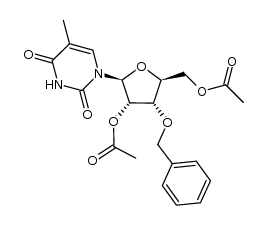 1-(2',5'-di-O-acetyl-3'-O-benzyl-β-L-ribofuranosyl)thymine结构式