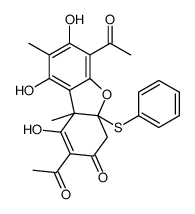 2,6-diacetyl-1,7,9-trihydroxy-8,9b-dimethyl-4a-phenylsulfanyl-4H-dibenzofuran-3-one Structure