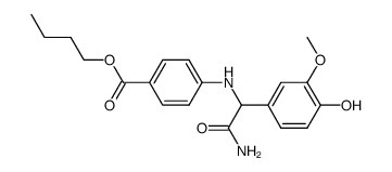 4-{[Carbamoyl-(4-hydroxy-3-methoxy-phenyl)-methyl]-amino}-benzoic acid butyl ester结构式