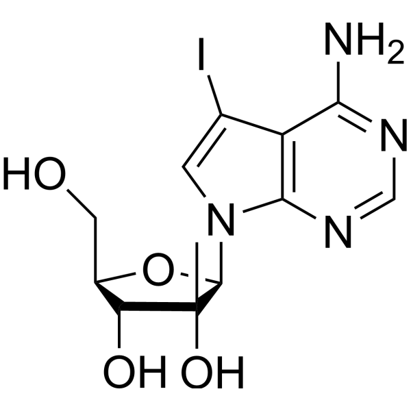 5-Iodo-7-(2-C-methyl-beta-D-ribofuranosyl)-7H-pyrrolo[2,3-d]pyrimidin-4-amine Structure