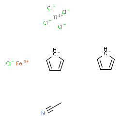 bis(cyclopentadienyl)acetonitrilechlorotitanium (IV) tetrachloroferrate (III) Structure