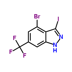 4-溴-3-碘-6-三氟甲基-1H-吲唑结构式