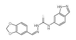 Hydrazinecarbothioamide,2-(1,3-benzodioxol-5-ylmethylene)-N-1H-indazol-6-yl- Structure
