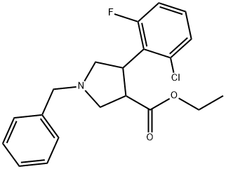反式-1-苄基-4-(2-氯-6-氟苯基)吡咯烷-3-羧酸乙酯结构式