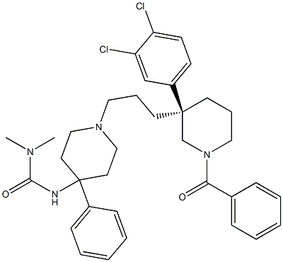 N'-[1-[3-[(3R)-1-苯甲酰基-3-(3,4-二氯苯基)-3-哌啶基]丙基]-4-苯基-4-哌啶基]-N,N-二甲基脲结构式