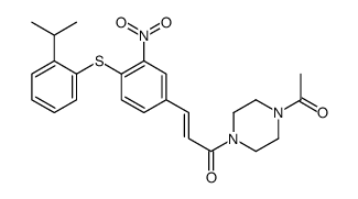 (E)-1-(4-acetylpiperazin-1-yl)-3-[3-nitro-4-(2-propan-2-ylphenyl)sulfanylphenyl]prop-2-en-1-one结构式
