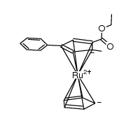 (η5-1-(CO2C2H5)-2-methyl-4-phenylcyclopentadienyl)(η5-cyclopentadienyl)ruthenium(II)结构式
