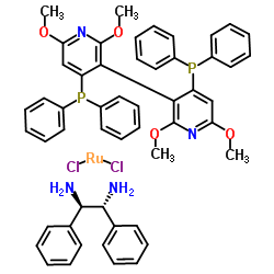 二氯[(R)-(+)-2,2',6,6'-四甲氧基-4,4'-二(二苯基膦基)-3,3'-联吡啶][(1R,2R)-(+)-1,2-二苯基乙烯二胺]钌(II)结构式