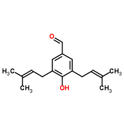 4-羟基-3,5-双(3-甲基-2-丁烯-1-基)苯甲醛结构式