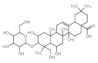 Olean-12-en-28-oicacid, 3-(b-D-glucopyranosyloxy)-2,6,23-trihydroxy-,(2b,3b,4a,6b)- (9CI) Structure