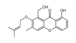 8-Hydroxy-1-hydroxymethyl-3-methyl-2-[(3-methyl-2-butenyl)oxy]-9H-xanthen-9-one Structure
