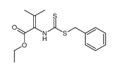 2-Benzylsulfanylthiocarbonylamino-3-methyl-but-2-enoic acid ethyl ester Structure