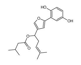 (+)-[1-[5-(2,5-Dihydroxyphenyl)-3-furanyl]-4-methyl-3-penten-1-yl]3-methylbutanoate结构式