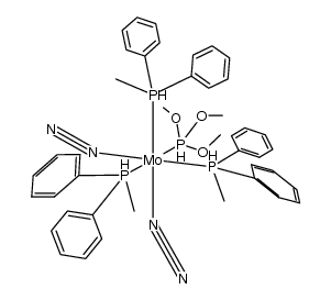 Mo(N2)2(P(OMe)3)(PMePh2)3结构式