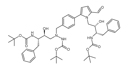 tert-butyl 2-((2S,3S)-3-((tert-butoxycarbonyl)amino)-2-hydroxy-4-phenylbutyl)-2-(4-(1-((2S,3S)-3-((tert-butoxycarbonyl)amino)-2-hydroxy-4-phenylbutyl)-5-formyl-1H-pyrrol-2-yl)benzyl)hydrazinecarboxylate structure