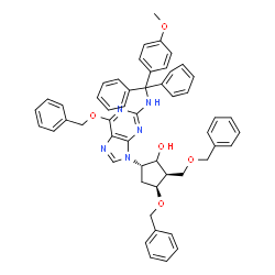 (2R,3S,5S)-3-(苄氧基)-5-(6-(苄氧基)-2-((((4-甲氧基苯基)二苯甲基)氨基)-9H-嘌呤-9-基)-2-(((苄氧基)甲基)环戊醇结构式