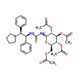 N-[(1S,2S)-1,2-二苯基-2-(1-吡咯烷基)乙基]-N'-(2,3,4,6-四-O-乙酰基-Β-D-吡喃葡萄糖基)硫脲结构式