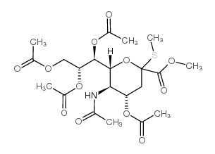 methyl (methyl 5-acetamido-4,7,8,9-tetra-o-acetyl-3,5-dideoxy-2-thio-d-glycero-d-galacto-2-nonulopyranosid)onate结构式